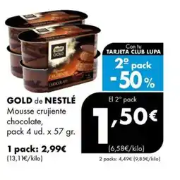 Supermercados Lupa GOLD de NESTLÉ Mousse crujiente chocolate oferta