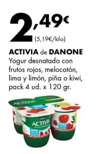 Supermercados Lupa ACTIVIA de DANONE Yogur desnatado con frutos rojos, melocotón, lima y limón oferta