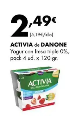 Supermercados Lupa ACTIVIA de DANONE Yogur con fresa triple 0% oferta
