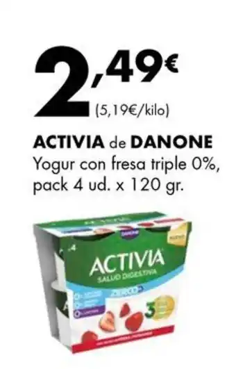 Supermercados Lupa ACTIVIA de DANONE Yogur con fresa triple 0% oferta