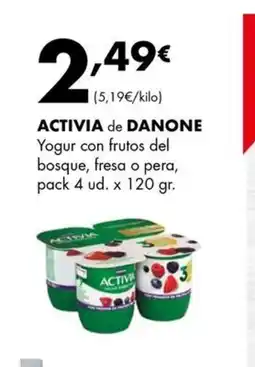 Supermercados Lupa ACTIVIA de DANONE Yogur con frutos del bosque, fresa o pera oferta