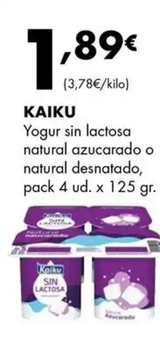 Supermercados Lupa KAIKU Yogur sin lactosa natural azucarado o natural desnatado oferta