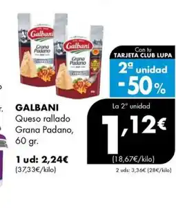 Supermercados Lupa GALBANI Queso rallado Grana Padano oferta