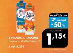Supermercados Lupa BIFRUTAS de PASCUAL Tropical o Mediterráneo oferta