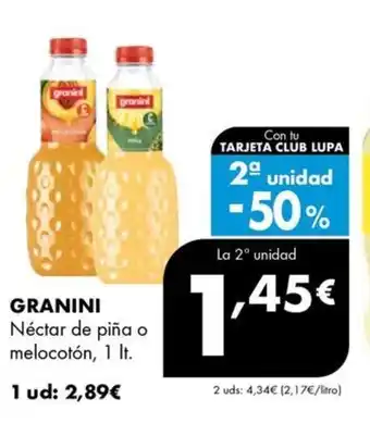 Supermercados Lupa GRANINI Néctar de piña o melocotón oferta