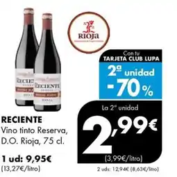 Supermercados Lupa RECIENTE Vino tinto Reserva, D.O. Rioja oferta