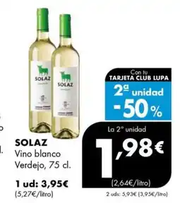 Supermercados Lupa SOLAZ Vino blanco Verdejo oferta