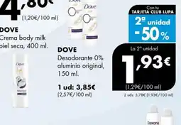 Supermercados Lupa DOVE Desodorante 0% aluminio original oferta