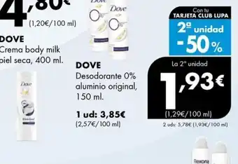Supermercados Lupa DOVE Desodorante 0% aluminio original oferta