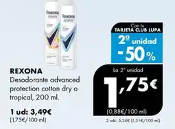 Supermercados Lupa REXONA Desodorante advanced protection cotton dry o tropical oferta