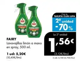 Supermercados Lupa FAIRY Lavavajillas limón a mano en spray oferta