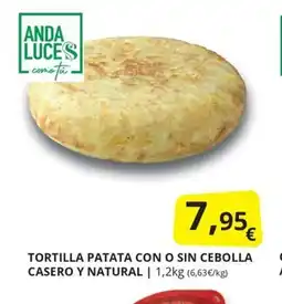 Supermercados MAS Tortilla patata con o sin cebolla casero y natural oferta