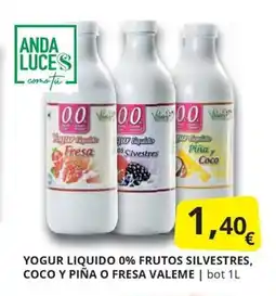 Supermercados MAS Yogur liquido 0% frutos silvestres, coco y piña o fresa valeme oferta
