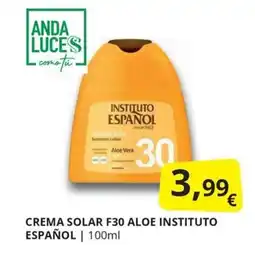 Supermercados MAS INSTITUTO ESPAÑOL Crema solar f30 aloe oferta