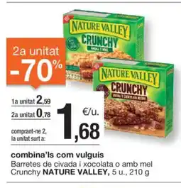 BonpreuEsclat NATURE VALLEY Barretes de civada i xocolata o amb mel Crunchy oferta
