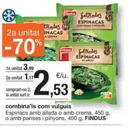 BonpreuEsclat FINDUS Espinacs amb allada o amb crema oferta