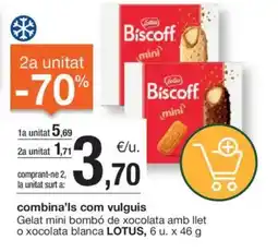 BonpreuEsclat LOTUS Gelat mini bombó de xocolata amb llet o xocolata blanca oferta