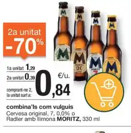 BonpreuEsclat MORITZ Cervesa original, Radler amb llimona oferta