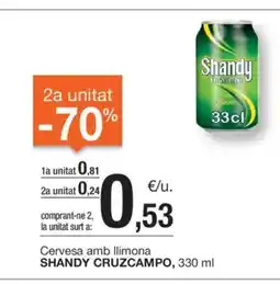 BonpreuEsclat SHANDY CRUZCAMPO Cervesa amb llimona oferta