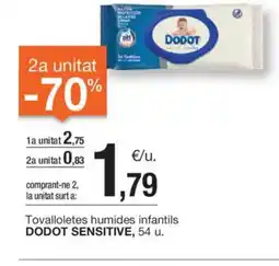 BonpreuEsclat DODOT SENSITIVE Tovalloletes humides infantils oferta