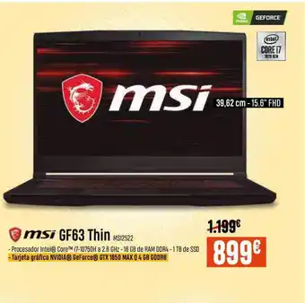 PCBox MSI GF63 Thin MSI2522 oferta