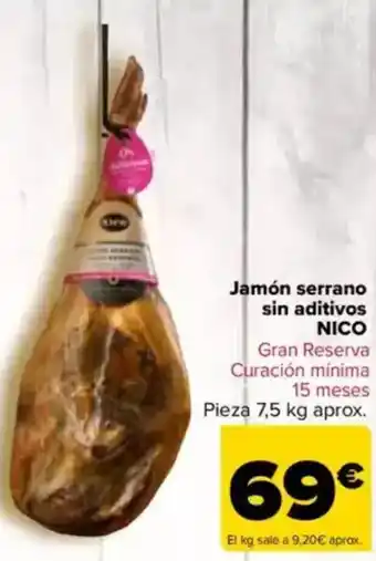 Carrefour NICO Jamón serrano sin aditivos oferta