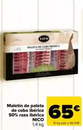 Carrefour NICO Maletín de paleta de cebo ibérico 50% raza ibérica oferta