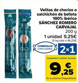 Carrefour SÁNCHEZ ROMERO CARVAJAL Velitas de chorizo o salchichón de bellota 100% ibérico oferta