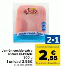 Carrefour ELPOZO Jamón cocido extra Ricura oferta
