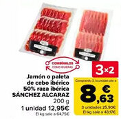 Carrefour SÁNCHEZ ALCARAZ Jamón o paleta de cebo ibérico 50% raza ibérica oferta