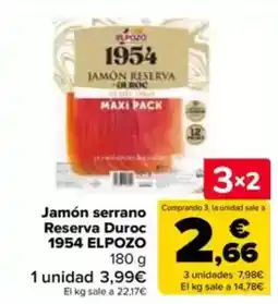 Carrefour ELPOZO Jamón serrano Reserva Duroc 1954 oferta