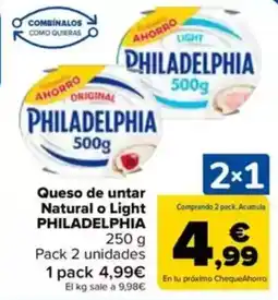 Carrefour PHILADELPHIA Queso de untar Natural o Light oferta