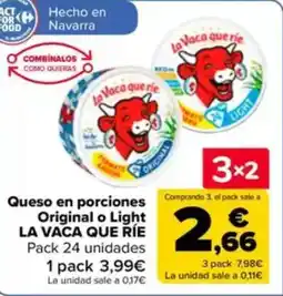 Carrefour LA VACA QUE RIE Queso en porciones Original o Light oferta