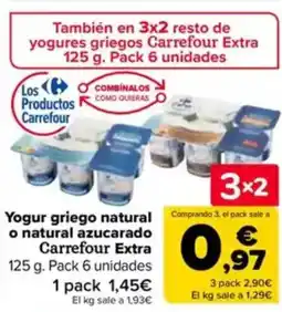 Carrefour Yogur griego natural o natural azucarado Carrefour Extra oferta