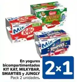 Carrefour KIT KAT, MILKYBAR, SMARTIES y JUNGLY En yogures bicompartimentados oferta