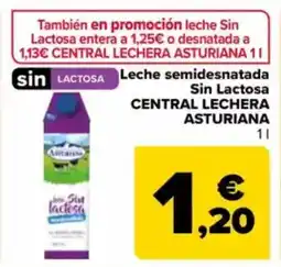 Carrefour CENTRAL LECHERA ASTURIANA Leche semidesnatada Sin Lactosa oferta