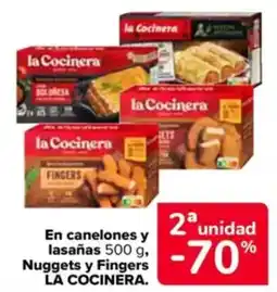 Carrefour LA COCINERA En canelones y lasañas 500 g, nuggets y fingers oferta