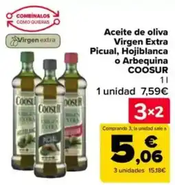 Carrefour COOSUR Aceite de oliva Virgen Extra Picual, Hojiblanca o Arbequina oferta