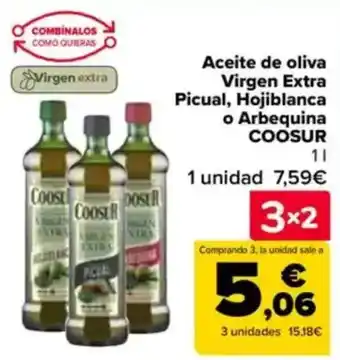 Carrefour COOSUR Aceite de oliva Virgen Extra Picual, Hojiblanca o Arbequina oferta