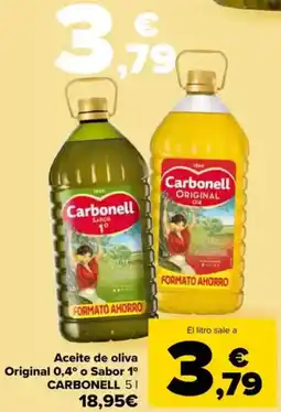 Carrefour CARBONELL Aceite de oliva Original 0,4° o Sabor 1° oferta