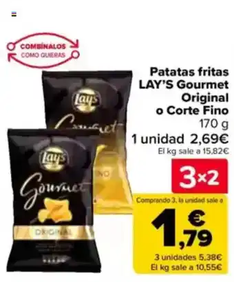 Carrefour LAY'S Patatas fritas Gourmet Original o Corte Fino oferta