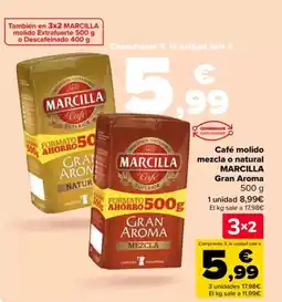 Carrefour MARCILLA Café molido mezcla o natural Gran Aroma oferta