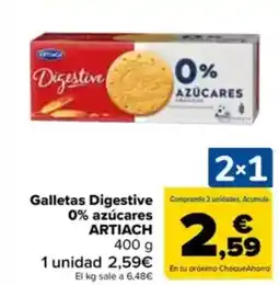 Carrefour ARTIACH Galletas Digestive 0% azúcares oferta