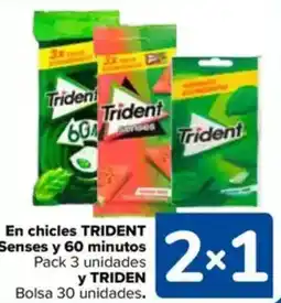 Carrefour TRIDENT En chicles Senses y 60 minutos oferta