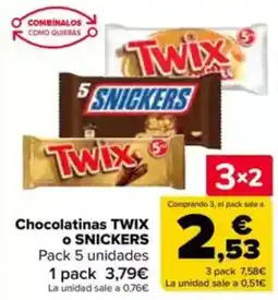 Carrefour TWIX o SNICKERS Chocolatinas oferta