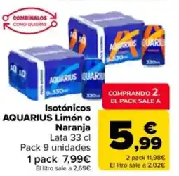 Carrefour AQUARIUS Isotónicos Limón o Naranja oferta