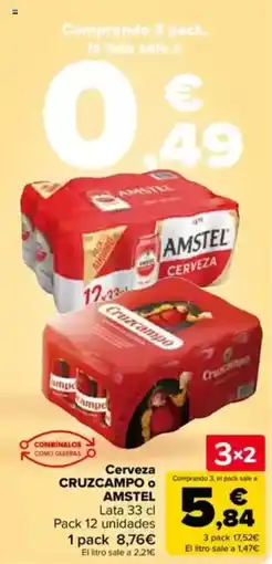 Carrefour CRUZCAMPO o AMSTEL Cerveza oferta