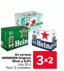 Carrefour HEINEKEN En cerveza Original, Silver y 0,0% oferta