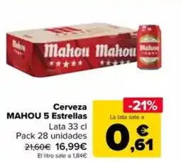 Carrefour MAHOU Cerveza 5 Estrellas oferta