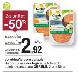 BonpreuEsclat GERBLE Hamburguesa ecològica de tofu amb bolets o pastanaga oferta
